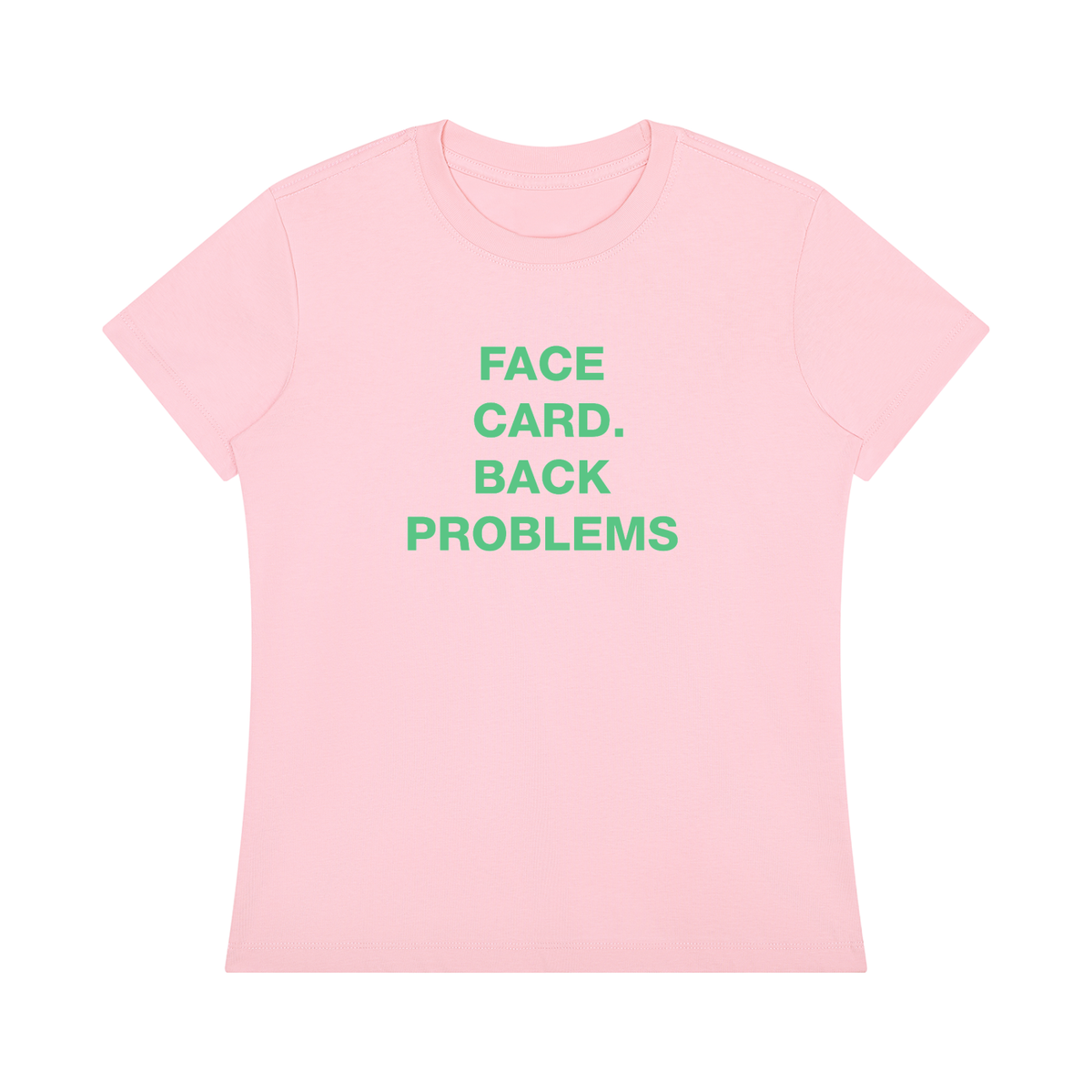'Face Card, Back Problems' tee with wing back design