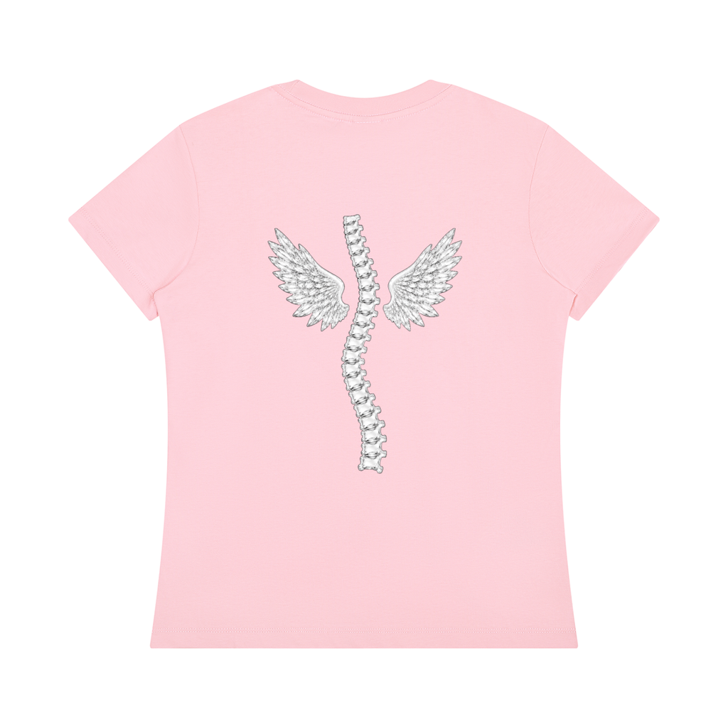 'Serving Scoliosis' tee, wing back design