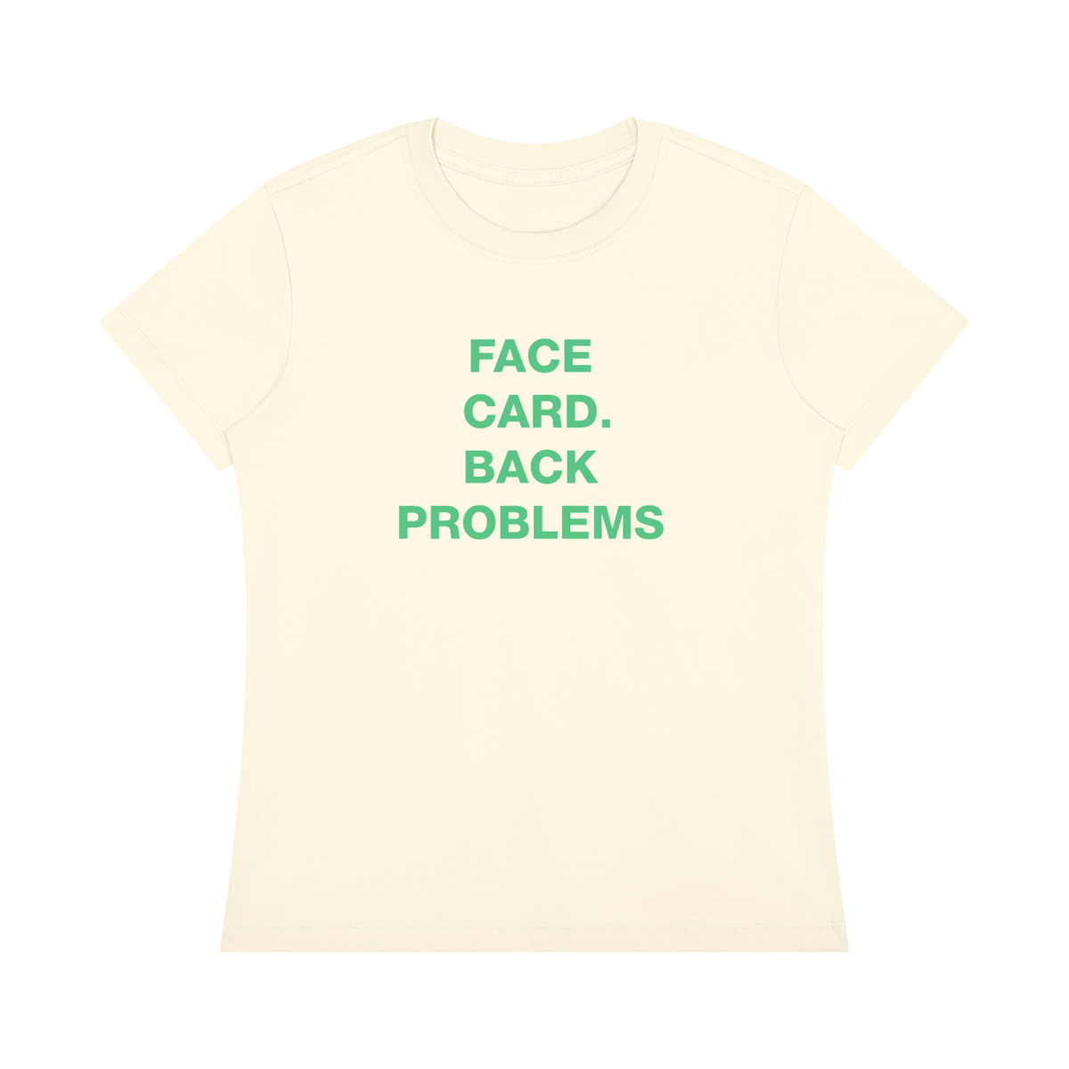 'Face Card, Back Problems' tee with wing back design